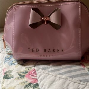 Ted Baker Rose Pink Patent Bow Cosmetic Pouch